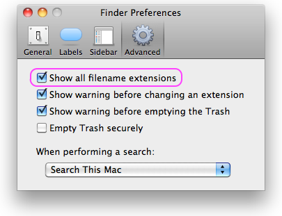 mac finder search for files with extension